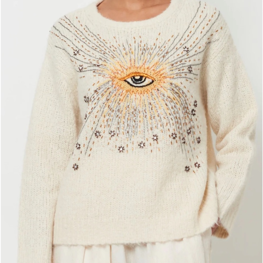 🔥 Raquel Allegra Cream Diana Pullover Sweater Beaded Beautiful! Like NEW… 2 Med